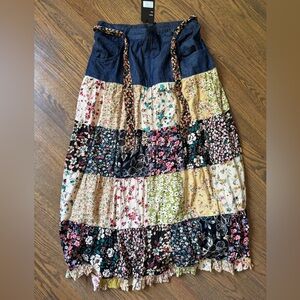 NWT Young Threads Floral Patchwork Maxi Skirt